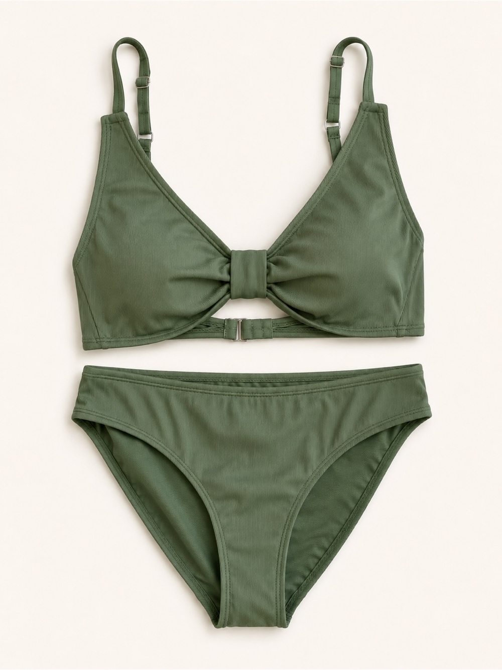Shade & Shore Olive Green Knot-Front Bikini Set